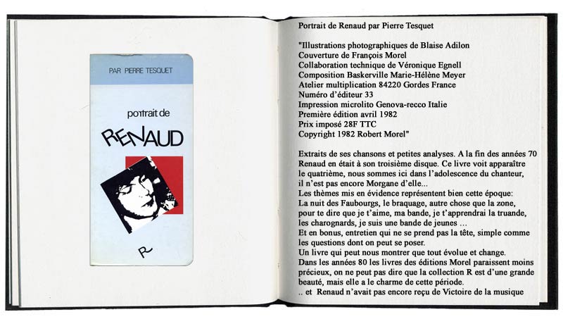 portrait de Renaud par Pierre Tesquet dition robert morel