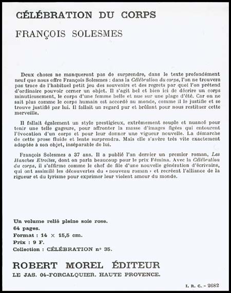 clbration du corps par Franois Solesme