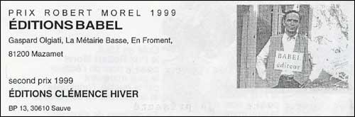 prix Robert Morel pour les ditions Babel et Clmence Hiver